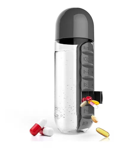 Botella de agua con pastillero
